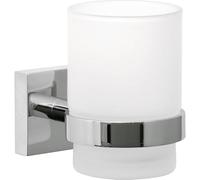 tesa Ekkro toothbrush holder, high gloss chromed metal, self-adhesive, adhesive mounting technology, 95mm x 67mm x 110mm