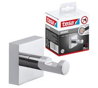 tesa® Ekkro towel hook, high gloss chromed metal, self-adhesive, adhesive mounting technology, 39mm x 39mm x 52mm