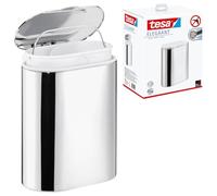 tesa ELEGAANT Cosmetic Bin - Self-Adhesive, Stainless-Steel Makeup Bin with Soft-Close Function Lid and Interior Can - Waterproof, incl. Power.Kit Adhesive Solution - 160mm x 270mm x 220mm