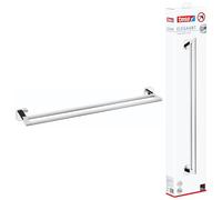 tesa ELEGAANT Double Towel Rail - Self-Adhesive Towel Bar in Stainless-Steel Design - Wall-Mounted Dual Towel Holder - Waterproof, incl. Power.Kit Adhesive Solution - 50mm x 630mm x 113mm