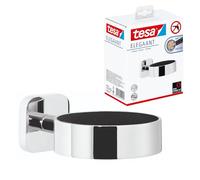 tesa ELEGAANT Hair Dryer Holder - Self-Adhesive, Stainless-Steel Blow Dryer Holder with Protective Black Foam Rubber Inlay - Waterproof, incl. Power.Kit Adhesive Solution - 50mm x 86mm x 130mm