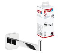 tesa ELEGAANT Spare Toilet Roll Holder - Self-Adhesive, Stainless-Steel Spare Toilet Paper Holder - Waterproof, incl. Power.Kit Adhesive Solution - 50 mm x 50 mm x 128 mm