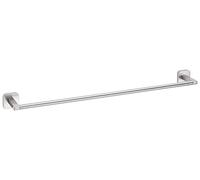 tesa® ESTEETIC Single Towel Rail - Self-Adhesive Towel Bar in Stainless-Steel Design - Wall-Mounted Towel Holder - Waterproof, incl. Power.Kit Adhesive Solution - 91 mm x 630 mm x 50 mm