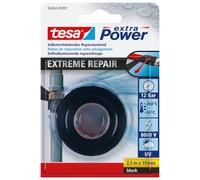 tesa Extra Power Extreme Repair Tape - Self-Fusing Repair Tape Made of Silicone for Insulation and Sealing - 2.5 m - Black