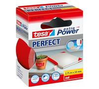 tesa extra Power Perfect Cloth Tape - Fabric-Reinforced Repairing Tape for Crafting, Repairing, Fastening, Reinforcing and Labelling - Red - 2.75 m x 38 mm