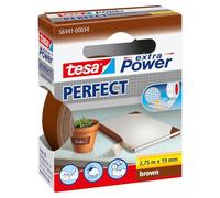 tesa Extra Power Perfect Cloth Tape - Fabric-Reinforced Repairing Tape for Crafting, Repairing, Fastening, Reinforcing and Labelling - Brown - 2.75 m x 19 mm