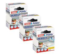 tesa Extra Power Perfect Cloth Tape - White - 3-Pack - 2.75 m x 38 mm | Fabric-Reinforced Tape for Crafting, Repairing, Fastening, Reinforcing and Labelling - Suitable for Indoor and Outdoor Use