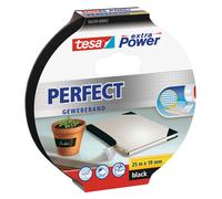 Tesa Extra Power Perfect Fabric Tape Tear-Resistant Black 25m x 19mm