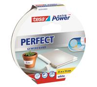 Tesa Extra Power Perfect Fabric Tape Tear-Resistant White 25m x 19mm