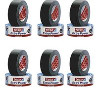 Tesa Extra Power Tape 56389 universal choice of black and white Lunghezza 50 metri, larghezza 50 mm black, pack of 6