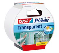 tesa extra Power Transparent Adhesive Tape - Waterproof Duct Tape for Repairing Cracked Glass or Plastics - 10 m x 50 mm - Transparent
