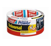 tesa extra Power Universal Duct Tape - Adhesive Tape with Extra Strong Hold and Versatile Use - For Repairs, Fastening, Sealing and More - White - 1 roll - 25 m x 50 mm