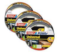 tesa extra Power Universal Duct Tape - Adhesive Tape with Extra Strong Hold and Versatile Use - For Repairs, Fastening, Sealing and More - Black - 3 rolls - 10 m x 50 mm