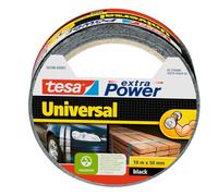 tesa extra Power Universal Duct Tape - Adhesive Tape with Extra Strong Hold and Versatile Use - For Repairs, Fastening, Sealing and More - Black - 1 roll - 10 m x 50 mm