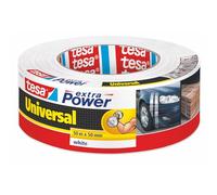 tesa extra Power Universal Duct Tape - Adhesive Tape with Extra Strong Hold and Versatile Use - For Repairs, Fastening, Sealing and More - White - 1 roll - 50 m x 50 mm