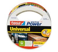 tesa extra Power Universal Duct Tape - Adhesive Tape with Extra Strong Hold and Versatile Use - For Repairs, Fastening, Sealing and More - White - 1 roll - 10 m x 50 mm