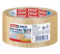tesa Extra Strong PVC Packing Tape for Packing Heavy Parcels and Boxes, Clear, 66 m x 50 mm
