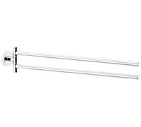 tesa EXXCELLENT Double Towel Holder - Wall-Mounted, Stainless-Steel Towel Holder with Two Swivel Arms - waterproof, incl. Power.Kit Adhesive Solution - 84mm x 50mm x 457mm