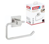 tesa EXXCLUSIV Toilet Roll Holder Without Lid - Steel Look - 160x99x45 mm