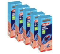 tesa GLUE ROLLER Permanent Single-Use - 5 Pack - 8.5 m x 8.4 mm | Permanent bonding solution - precise and solvent-free - for paper, card and photos at home or in the office
