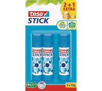 tesa Glue Stick - Odourless Craft Glue Stick for Paper and Cardboard - Solvent-Free and Environmentally Friendly - 3 x 10 g, blue