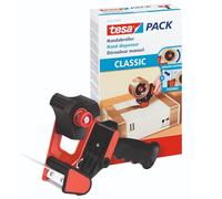 tesa Hand Dispenser Classic - Universal Tape Dispenser for Unwinding Adhesive Tapes - Sturdy Metal Holder - for Tapes up to 50 mm Wide - Red and Black
