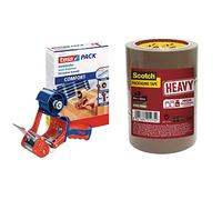 tesa Hand Dispenser Comfort - Robust Handheld Packaging Tape Dispenser for Packing Tape & 3M Scotch Heavy Duty Packaging Tape, 66m x 50mm