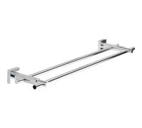 tesa Hukk double bath towel holder, high gloss chromed metal, self-adhesive, adhesive mounting technology, 50mm x 700mm x 160mm