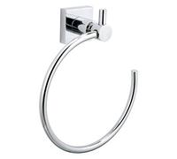 tesa Hukk towel ring holder, high gloss chromed metal, self-adhesive, adhesive mounting technology, 200mm x 177mm x 70mm
