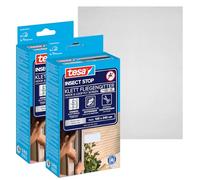 tesa Insect Stop Comfort for French Windows - 2-Pack - Self-Adhesive Hook and Loop No Drill Fly Screen - in Anthracite, 2X 120 cm x 240 cm