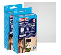 tesa Insect Stop Comfort for Windows - 2-Pack - Window Screen with Self-Adhesive Hook and Loop - Insect Mesh - in Anthracite, 2X 130 cm x 150 cm