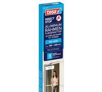 tesa Insect Stop Aluminium for Doors Frame Fly Screen - Insect Screen with Aluminium Frame & Clear View - Door Insect Screen - 100 cm x 220 cm, White