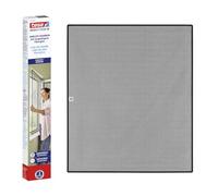 tesa INSECT STOP Clip-on Frame Fly Screen for Window - for PVC Windows - Cut-to-Size Frame, Fiberglass Mesh, Self-Adhesive Holding Clips - 1.2 x 1.4 m - Anthracite (Transparent)