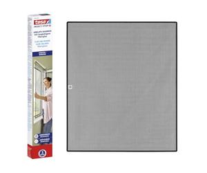 tesa INSECT STOP Clip-on Frame Fly Screen for Window - for PVC Windows - Cut-to-Size Frame, Fiberglass Mesh, Self-Adhesive Holding Clips - 1.0 x 1.2 m - Anthracite (Transparent)