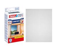 tesa Insect Stop COMFORT for French Windows - Self-Adhesive Hook & Loop No Drill Fly Screen - in Anthracite, 120 cm x 240 cm