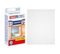 tesa Insect Stop COMFORT for French Windows - Self-Adhesive Hook & Loop No Drill Fly Screen - in White, 120 cm x 240 cm