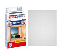 tesa Insect Stop COMFORT for Windows - Window Screen with Self-Adhesive Hook & Loop - Insect Mesh - in Anthracite, 100 cm x 100 cm