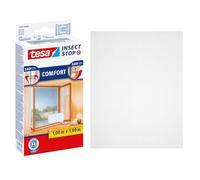 tesa Insect Stop COMFORT for Windows - Window Screen with Self-Adhesive Hook & Loop - Insect Mesh - in White, 100 cm x 100 cm