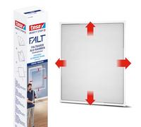 tesa Insect Stop FALT Foldable Aluminium Frame - Fly Screen with Adjustable Telescopic Frame - White - 80 cm x 80 cm to 140 cm x 140 cm