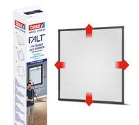 tesa Insect Stop FALT Foldable Aluminium Frame - Fly Screen with Adjustable Telescopic Frame - Anthracite - 80 cm x 80 cm to 140 cm x 140 cm