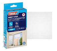 tesa INSECT STOP H&L Fly Screen for Window - Insect Repellent with hook & loop Tape, Cut to Size - Mosquito Repellent without Drilling - 1 x Fly Net - 110 cm x 130 cm - White