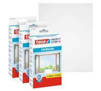 tesa Insect Stop Hook and Loop Standard for Windows - Self Adhesive Window Fly Screen - Cut to Desired Size - in White, 3X 130 cm x 150 cm