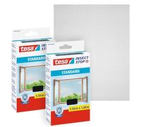 tesa Insect Stop H&L Fly Screen for Window - Insect Repellent with Hook & Loop Tape, Cut to Size - Mosquito Repellent Without Drilling - Fly Net - 2X 150 cm x 180 cm - Anthracite