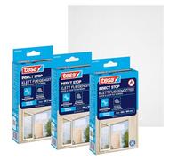 tesa Insect Stop Hook and Loop Standard for Windows - Self Adhesive Window Fly Screen - Cut to Desired Size - in White, 3X 130 cm x 150 cm