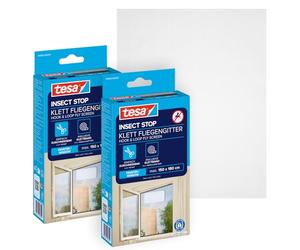 tesa Insect Stop H&L Fly Screen for Window - Insect Repellent with Hook & Loop Tape, Cut to Size - Mosquito Repellent Without Drilling - 1 x Fly Net - 150 cm x 180 cm - White