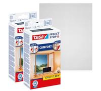 tesa Insect Stop Comfort for French Windows - 2-Pack - Self-Adhesive Hook and Loop No Drill Fly Screen - in Anthracite, 2X 120 cm x 240 cm