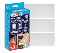 tesa INSECT STOP H&L Fly Screen Premium for Windows, insect screen with hook & loop tape, removed without leaving residue, cut to size, without drilling - 3x 125 cm x 245 cm - Anthracite (Transparent)