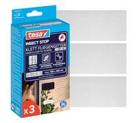 tesa INSECT STOP H&L Fly Screen Premium for Windows, insect screen with hook & loop tape, removed without leaving residue, cut to size, without drilling - 3x 135 cm x 155 cm - Anthracite (Transparent)