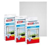 tesa Insect Stop Hook & Loop STANDARD for Windows - Self Adhesive Window Fly Screen - Cut to Desired Size - in Anthracite, 3x 130 cm x 150 cm