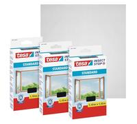 tesa Insect Stop Hook & Loop STANDARD for Windows - Self Adhesive Window Fly Screen - Cut to Desired Size - in Anthracite, 3x 110 cm x 130 cm